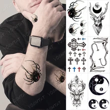 

Waterproof Temporary Tattoo Sticker Dark Spider Scorpion Cross Yin Yang Flash Tatoo Man Body Art Child Fake Tatto Woman Child