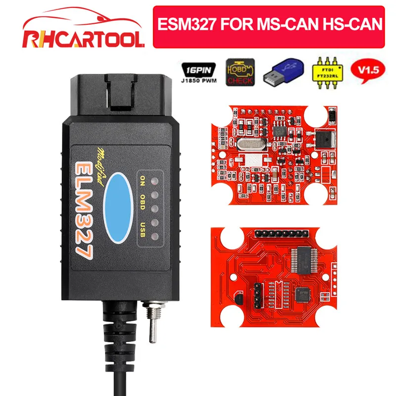 Для автомобильных аксессуаров ELM327 USB FTDI PIC18F25K80 чип для MS CAN для HS CAN ELM 327 Bluetooth OBDII диагностический инструмент