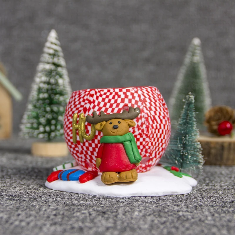 Christmas Three-Dimensional Candle Holder Dolls Soft Ceramic Candle Holders l Christmas Decor Christmas Candlesticks Accessories