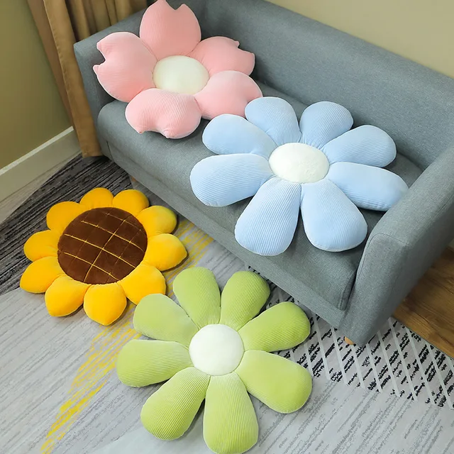 40/50/68cm Adorable Plants Pillows Stuffed Soft Sunflower Sakura Daisy Flowers Seat Cushion Props Decoration 4
