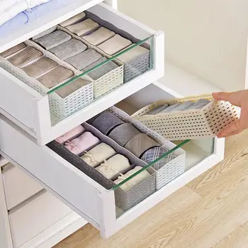 

5 Grids Socks Underwear Storage Basket Wardrobe Organizer Box Towel Container Has 5 cells for storing. Firm and long-lasting.