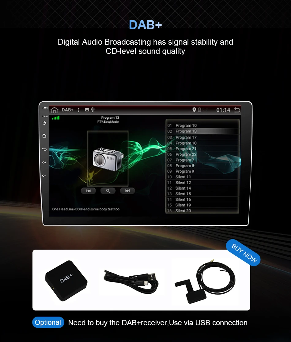 Top Eunavi 1 Din 9 inch RK3399 Universal Android 9.0 4G 64G Car Radio Stereo PC GPS Navigation WiFi 1024*600 Audio Bluetooth SWC USB 18