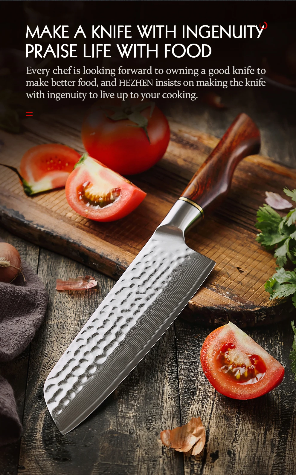 HEZHEN 1-3PC komplet kuhinjskih nožev, vakuumska in zamrzovalna toplotna obdelava, 73-slojni prašek iz damaščanskega jekla, kuharska orodja