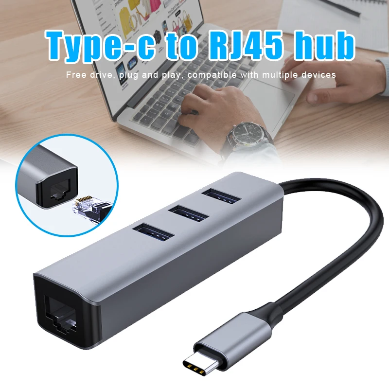 Тип C к RJ45 хаб Gigabit Ethernet высокоскоростной адаптер портативный для домашнего офиса SP99