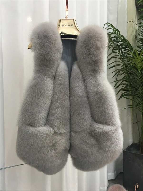 ZDFURS* из натурального меха лисы Жилет меховое пальто для Женская куртка пальто жилет Длинные шубы из натурального меха лисы Жилет Куртка