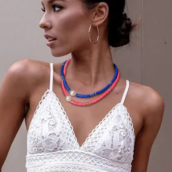 

Outer banks necklace pearl multicolor Polymer clay beach bohemia choker necklace for women summer 2020