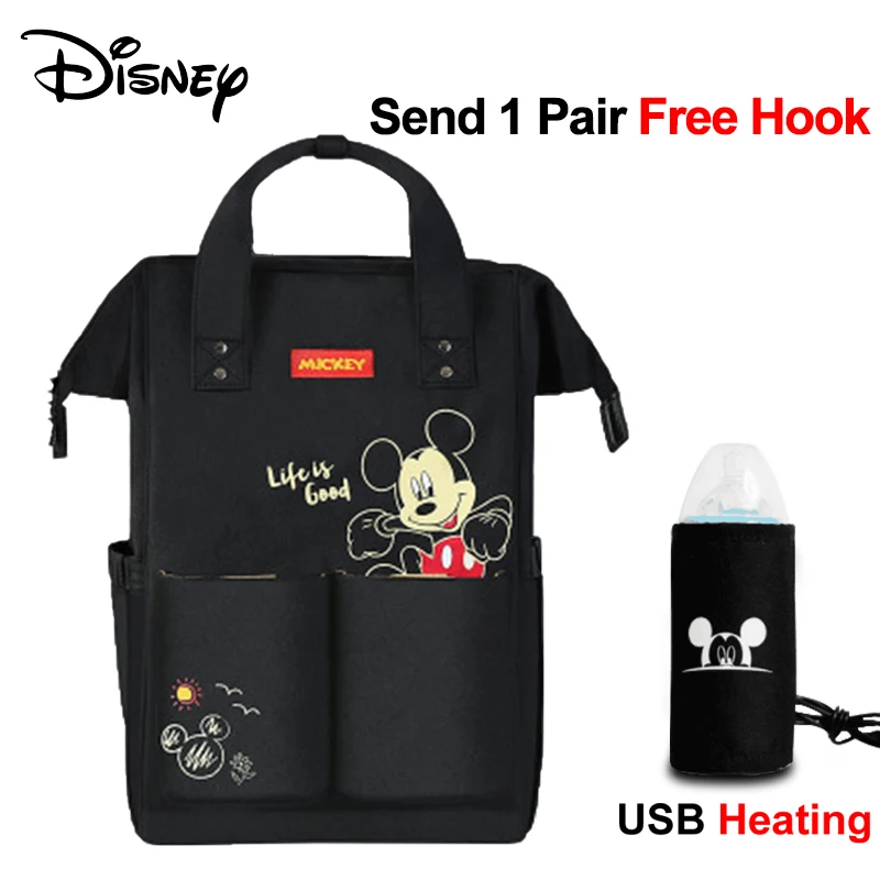 Disney милый рюкзак для подгузников, USB детские сумки для мамы, многофункциональная модная сумка для подгузников с минни и микки маусом для мам, брендовая сумка для подгузников в горошек - Цвет: 2