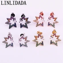 8 пар радужных Cz микро проложить циркония серьги-гвоздики смешанные цвета вечерние ювелирные изделия для женщин девочек