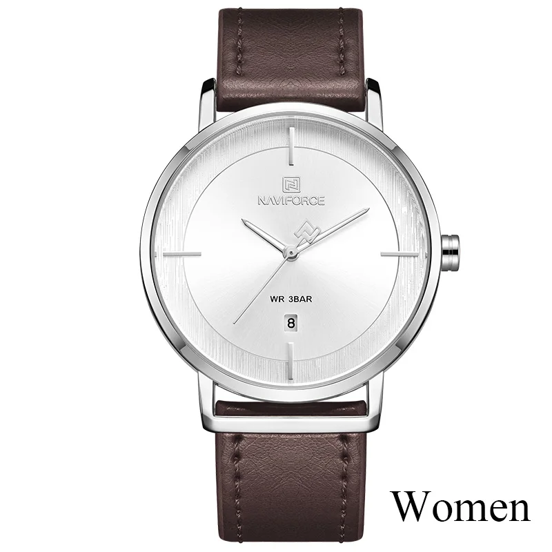 Women Silver white Мужские часы Топ люксовый бренд NAVIOFRCE модные золотые кварцевые часы мужские стальные сетчатые водонепроницаемые мужские Clcok спортивные Relogio Masculino - Цвет: Women Silver white
