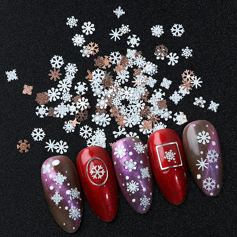 1 Bottle DIY 3D Tips Gel UV Polish Christmas Manicure Tools Nail Art Snowflake Flower White Slice Sequins Decoration Accessories