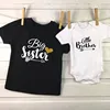 Family Matching Outfits Brother Sister Summer Tshirt Baby Boys Romper Little Boy Bodysuit Big Sister T-shirt Summer Kid Top Tees 1