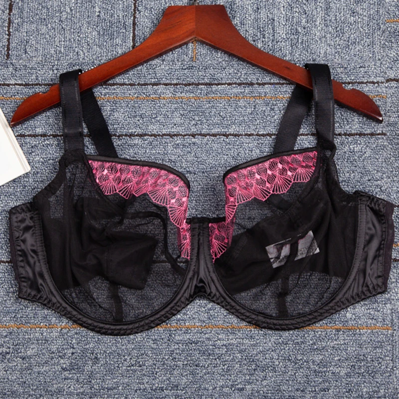 

Women's Plus Size Full Coverage Non-padded Underwire Lace Sheer Unlined Bra for Women Sexy Lingerie 34 36 38 40 42 D DD E F FF G
