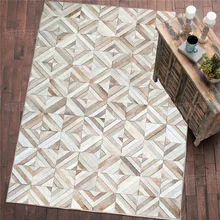 Роскошный коврик из воловьей кожи с мехом в стиле пэчворк, большой размер из натуральной коровьей кожи, украшение из меха для офиса