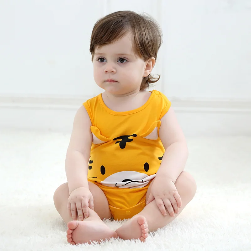 

2017 Summer New Style Pure Cotton Cute Animal Lion Tiger BABY'S Romper Tolo Rabbit Na0083