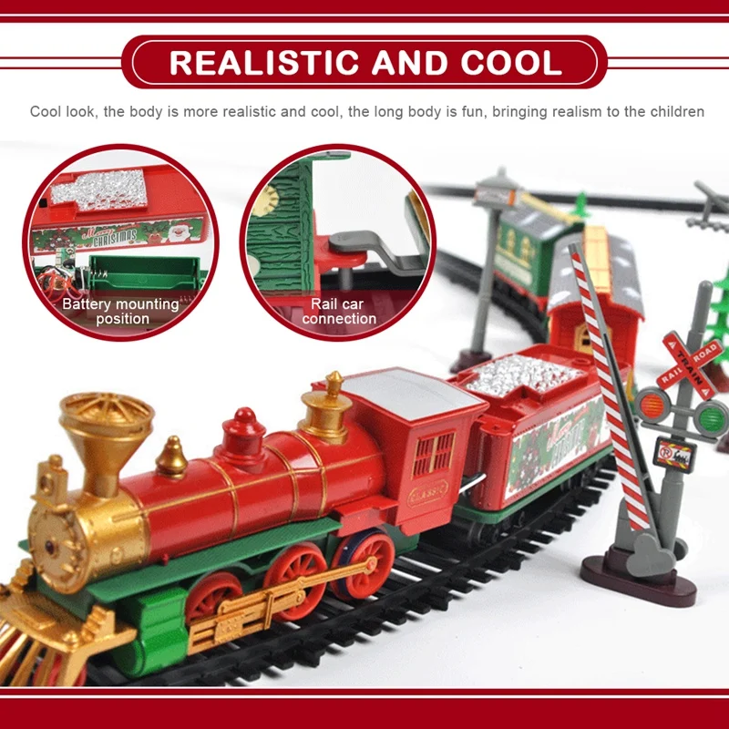 UMW Deluxe поезд набор с огнями и звуками железнодорожные пути Рождественская серия электрический вагон пластиковый детский маленький поезд игрушка