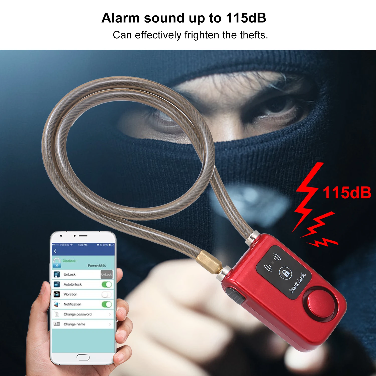 Smart Keyless BT замок Противоугонная сигнализация IP55 Водонепроницаемый замок телефон приложение управление для велосипеда мотоциклетные ворота замок