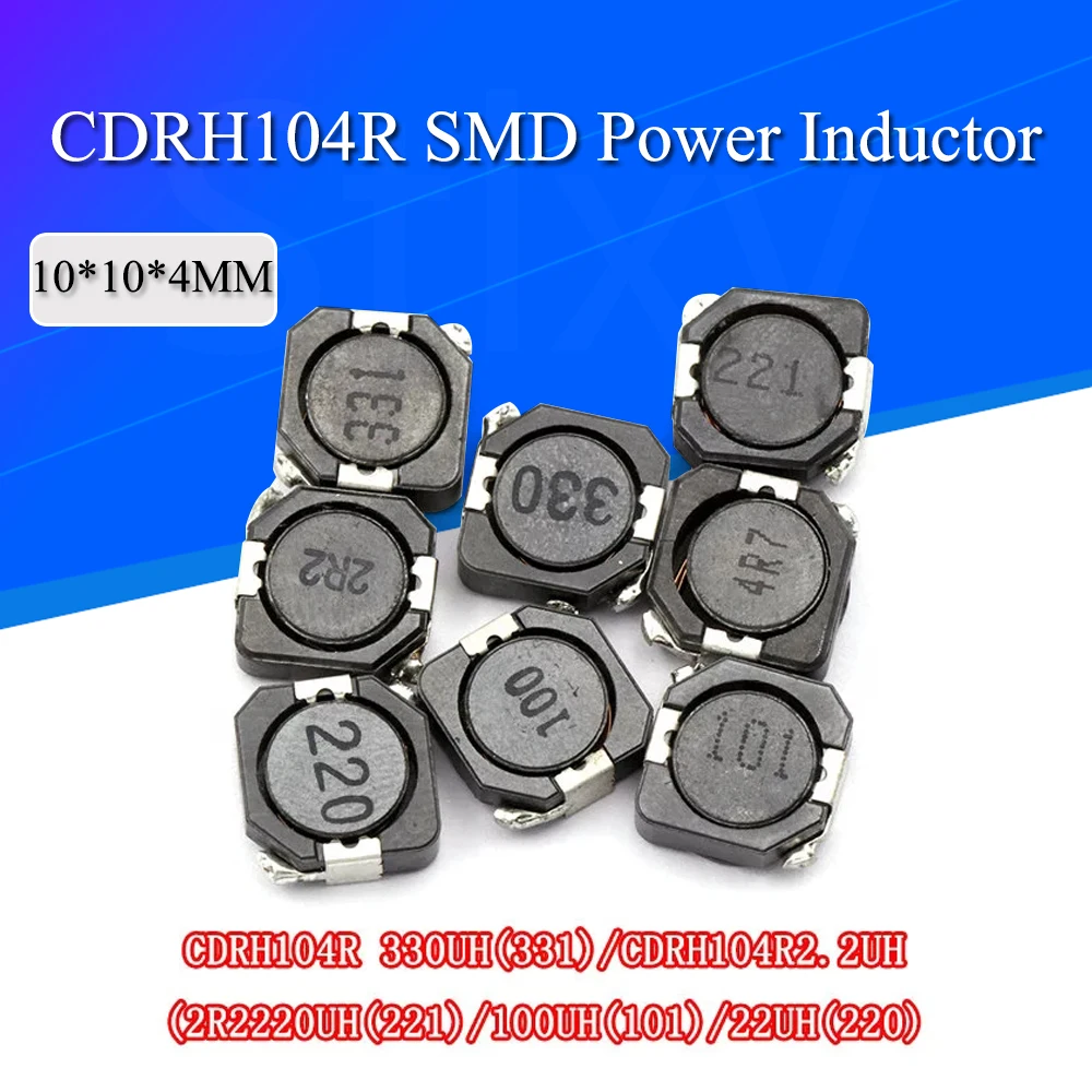 5PCS CDRH104R Inductance Wire Wound Chip Shielded Inductor 2.2/3.3/4.7/10/22/33/47/68/100/220/330UH 10*10*4M SMD Power Inductor power inductor fixed inductor smd inductor