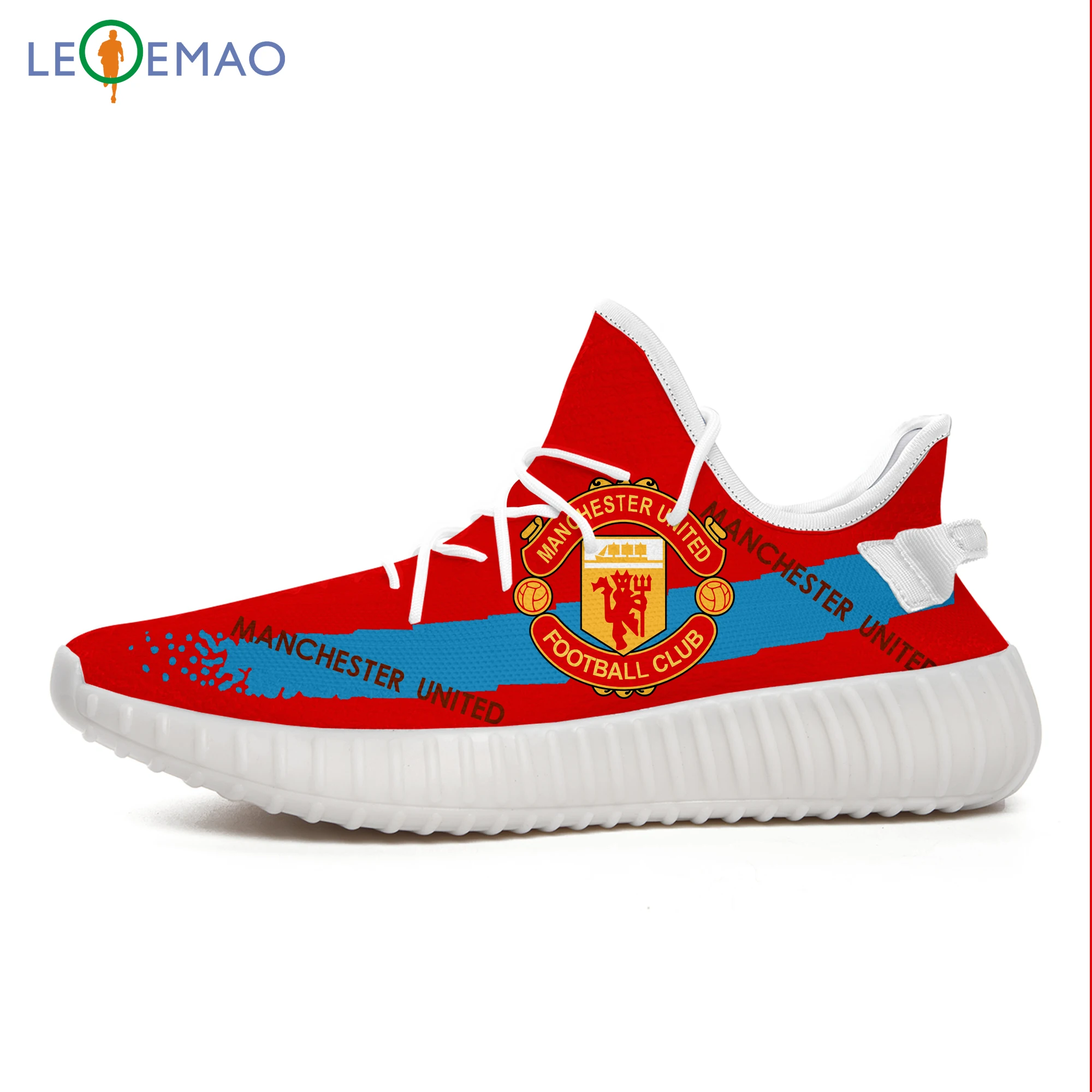 

LEQEMAO Walking Shoes English Manche Fans Football United Custom Yeezys Boost 350 V2 Mesh Flyknit Breathable Sneakers Shoes