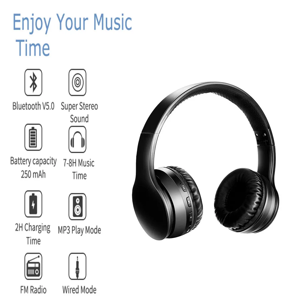 Over Ear Bluetooth Headphones Foldable Wireless Stereo Headset with FM Radio Headphones fone de ouvido Earbuds Headset