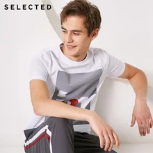 Избранные мужчины хлопок Письмо печати o-образным вырезом с короткими рукавами футболки S | 419101508【Fan получить новые поступления купоны в описание】