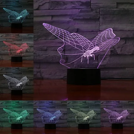 VCity красивая бабочка 3D лампа 7 цветов меняющая ночник потрясающая визуализация оптические подарки для девочек маска для работы Декор - Испускаемый цвет: F