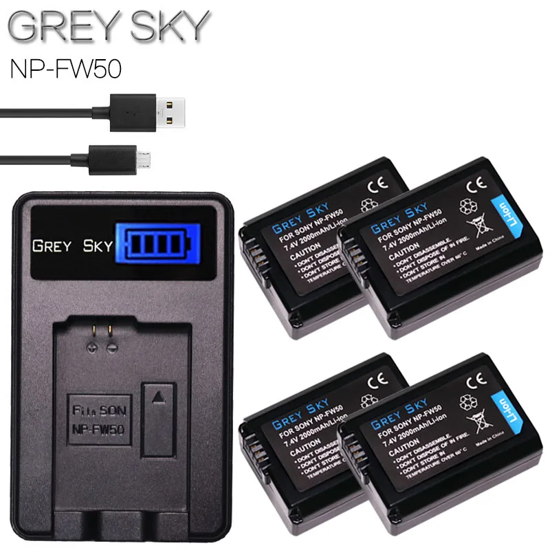 4 шт. NP FW50 Батарея AKKU для Sony NEX 3N 5 5N 5R Альфа a5000 a6500 DSC RX10 a7S a7II 7R + зарядное