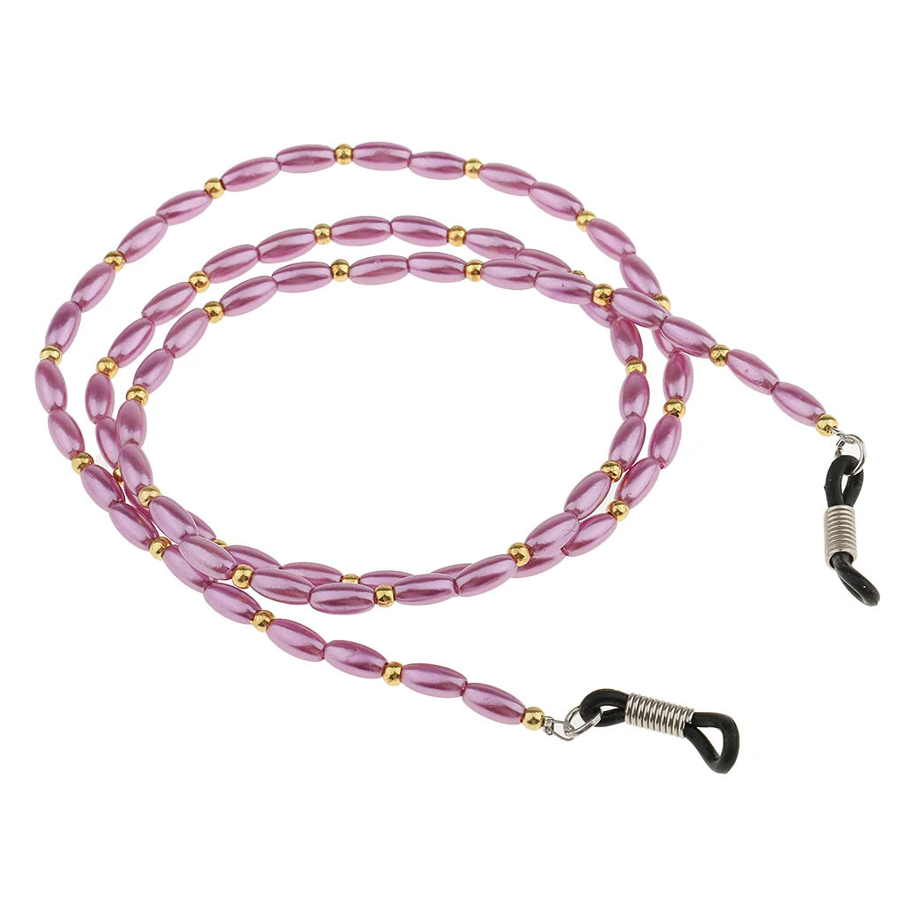 2pcs High Quality Acrylic Beaded Sport Eyeglass Sun Glasses Holder Necklace Sunglass Chain Pink Purple Gold Silver 60cm