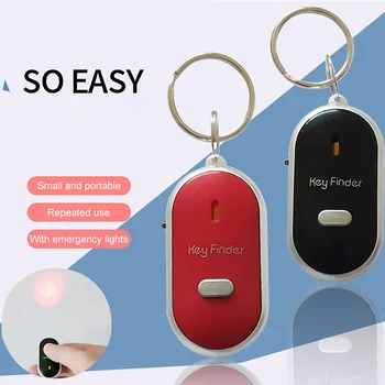 

Wireless Whistle LED Light Key Finder Keychain For Women Men Anti-Lost Device Keyrings Electronic Anti-Theft Ellipse Key Search