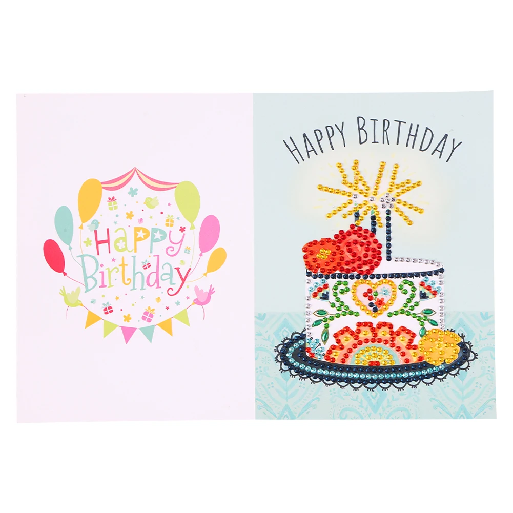 5D Diamond Painting Happy Birthday Greeting Card Christmas Decoration Diamond Painting DIY Wish Postcards Set 2022 Natal Gifts