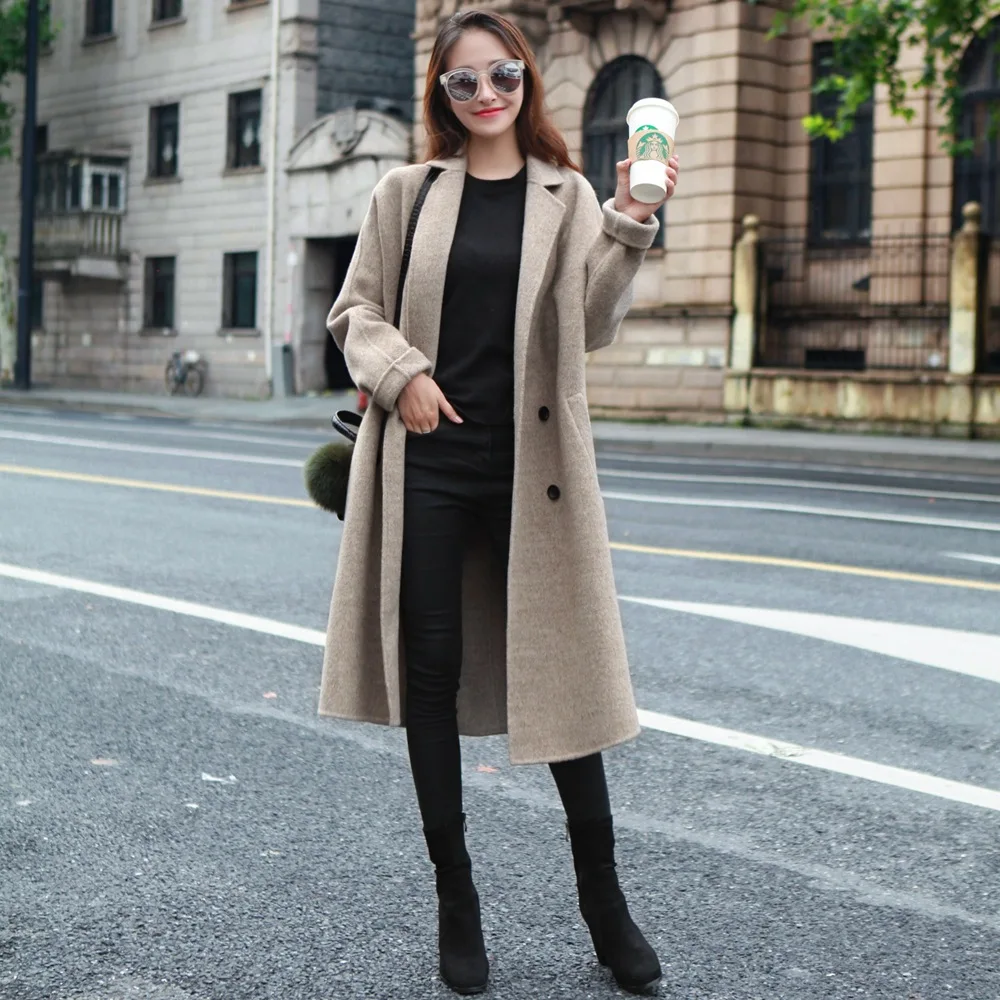 

Photo Shoot Simple Woolen Jacket 2019 Autumn And Winter New Style WOMEN'S Dress Retro CHIC-Style Double Breasted Large Lapel Duf