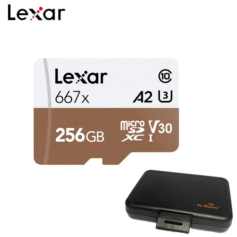 Lexar 667x100% высокоскоростной Micro sd-карта SDXC UHS-I 128 ГБ 256 ГБ A2 U3 V30 класс 10 карта для 1080p Full-HD 3D 4K видео - Емкость: 256GB-ezcase
