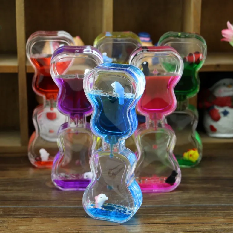 

Oil Hourglass Liquid Timer Floating Motion Bubbles Sand Watch Timer Flip Over Tracking Kids Desk Decor Animal floating drops