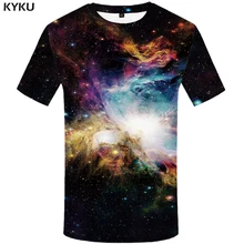 KYKU бренд Galaxy футболка мужская красочная футболка с принтом Футболки с изображением облаков повседневные футболки на космическую тематику 3d рубашка принт мужская одежда футболки