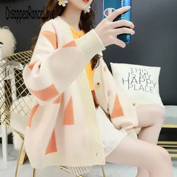 

Autumn Sweaters Irregular Geometric Shape Sweaters Cardigan with Button Outwear Winter Sweaters&Coats Women's Clothing