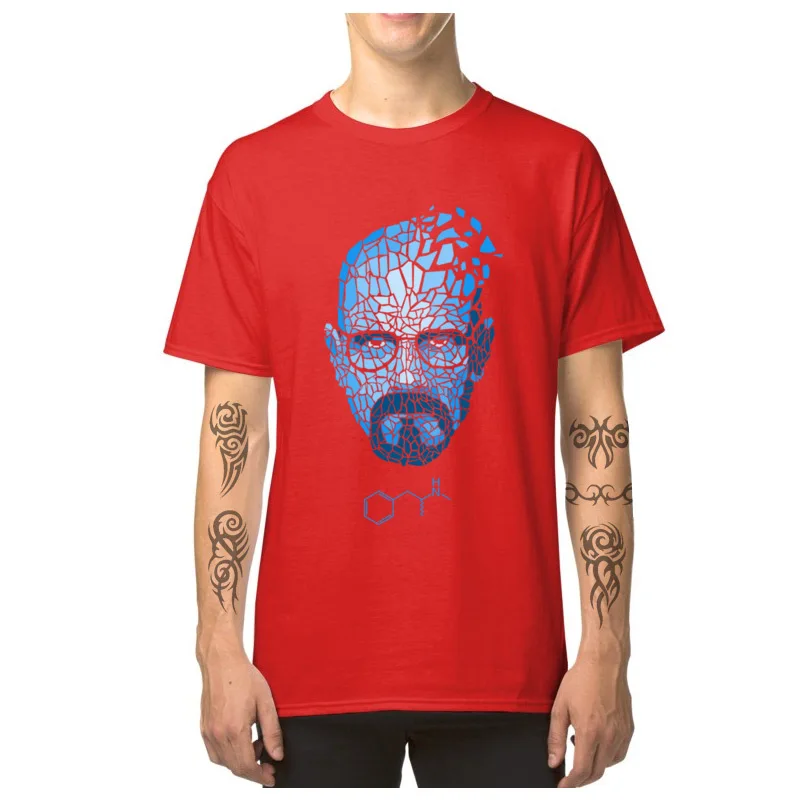 Heisenberg_Blue_-_Breaking_Bad_3256 Short Sleeve T Shirt Round Collar Pure Cotton Men T-shirts Cool Tops T Shirt Family Heisenberg_Blue_-_Breaking_Bad_3256 red