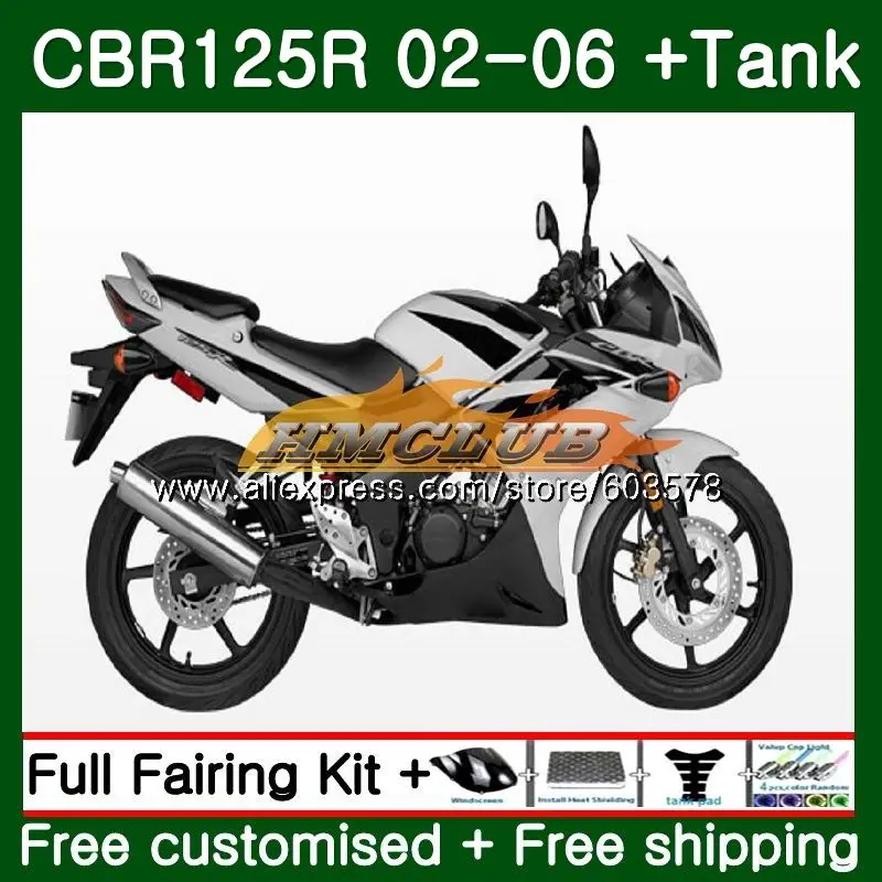 Комплект кузова для HONDA CBR125R 2002 2003 2004 2005 2006 Белый Черный 84CL.29 CBR125RR CBR 125R 125CC 02 03 04 05 06