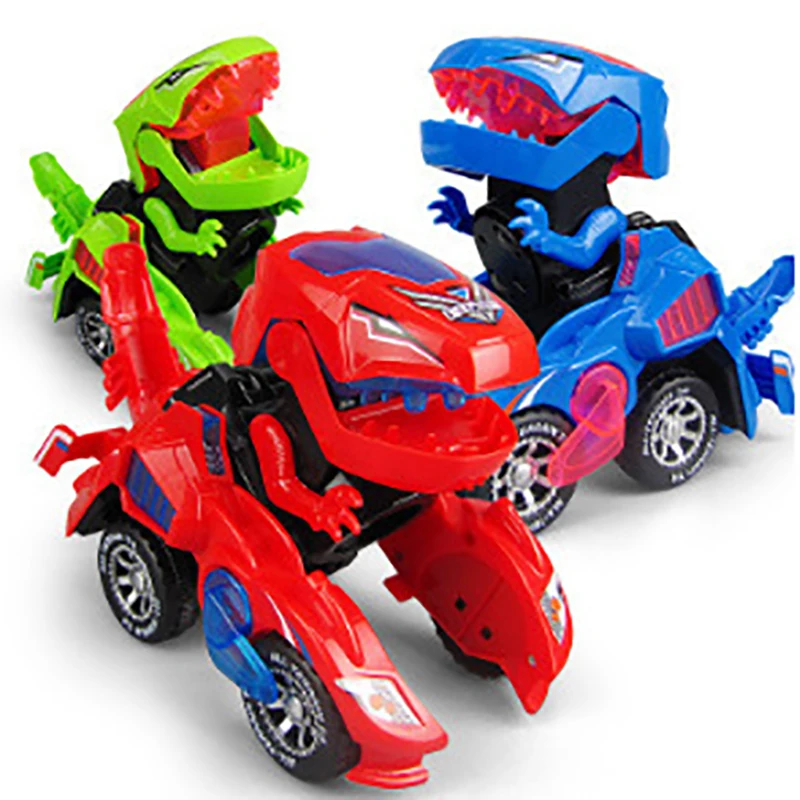 Enfants jouets voiture 3D déformation LED dinosaure jouer des véhicules avec lumière clignotant musique pour enfants cadeau de noël