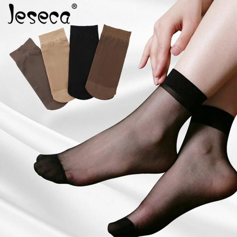 Новые сексуальные шелковые носки Jeseca 10 пар/лот с кристаллами женское нижнее
