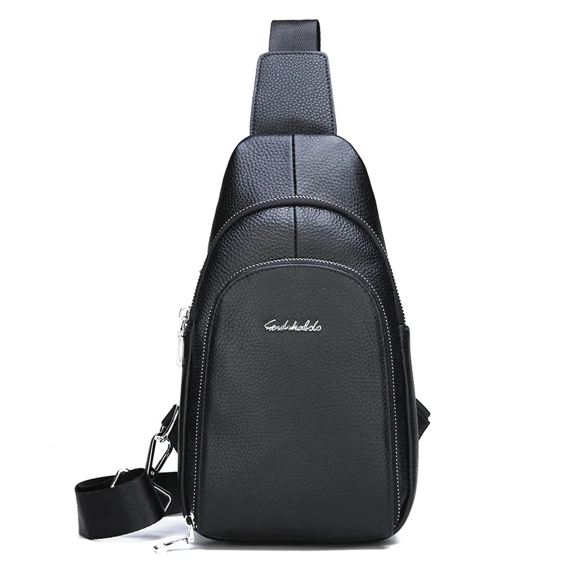 

Genuine Leather Chest Bag Men's Casual Men Crossbody Bag Closed-toe Layer Cowhide Men's Bag Korean-style Fashion Backpack