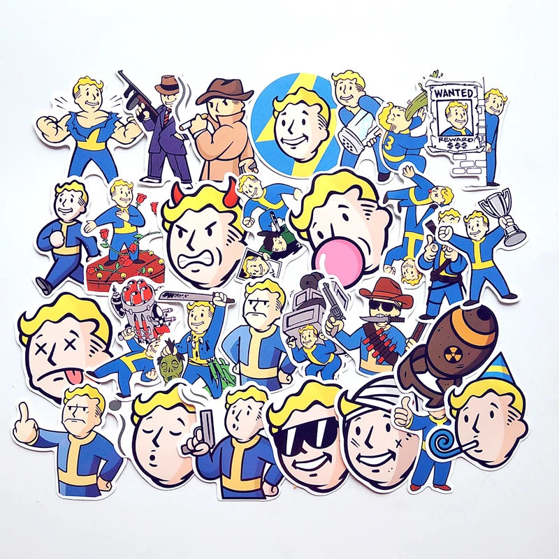 29 шт. Fallout игра игрушка наклейка для багажа Скейтборд телефон ноутбук мото велосипед стены гитары водонепроницаемый ПВХ стикер s