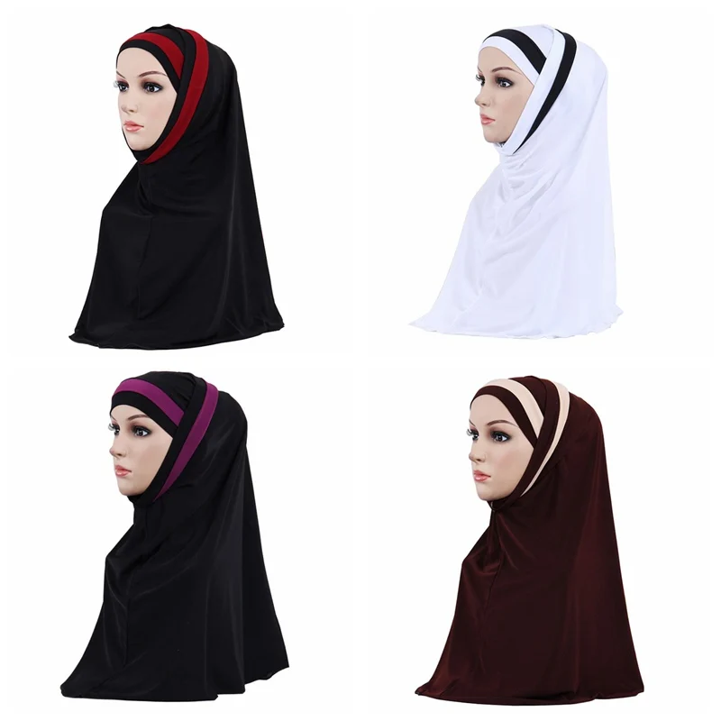 

Women's Hijabs Muslim Fashion Hijab Double Loop Slip On Scarf Pull Over Crepe Convenient Shawl Headscarf