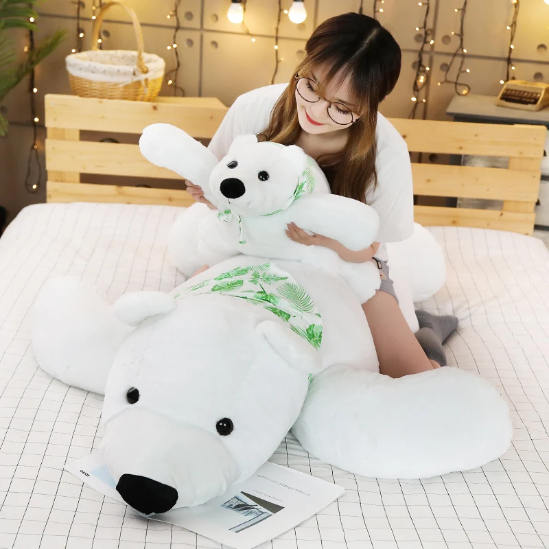 60/75/100CM Giant Polar Bear Plush Toy Soft Cartoon Animal Cute