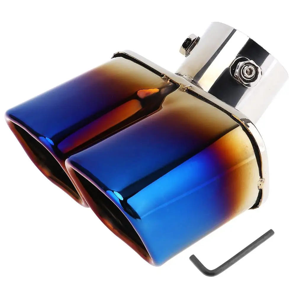 

1 to 2 Square Mouth Half Enamel Tail Pipe Stainless Steel Durable Refitted Tail Throat Suitable for Car