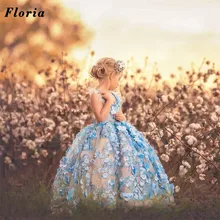 

3D Flower Pageant Dresses For Girls 2022 New Arrival First Communion Puffy Dresses For Kids Couture Prom Flower Girls Dresses