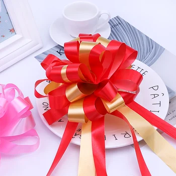 

Ribbon Pull Flower 20Pcs / Lot Two-color Butterfly Knot Ball Flower Christmas Gift Wrapping Wedding Party Decoration 4.5cm