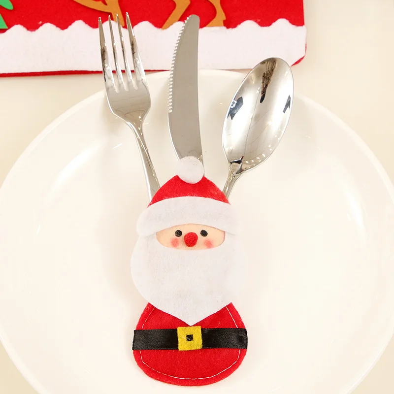 Санта шляпа олень Рождество год Карманный вилка, нож, столовые приборы держатель сумка для дома вечерние украшения стола - Цвет: H12