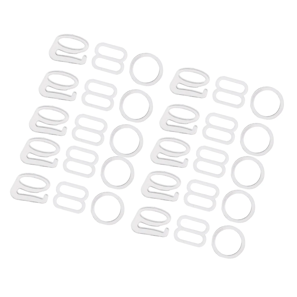 10 Sets Nylon Bra Strap Adjuster Slider/Hooks/O Ring Lingerie DIY Sewing Crafts