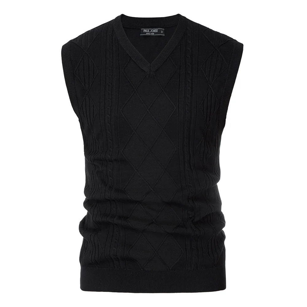 

Men Sweater Vest Spring Fall Fashion Fitting Knitted Sleeveless Sweater V-Neck Cable Pattern Stylish Knitwear Men Stretchy Tops