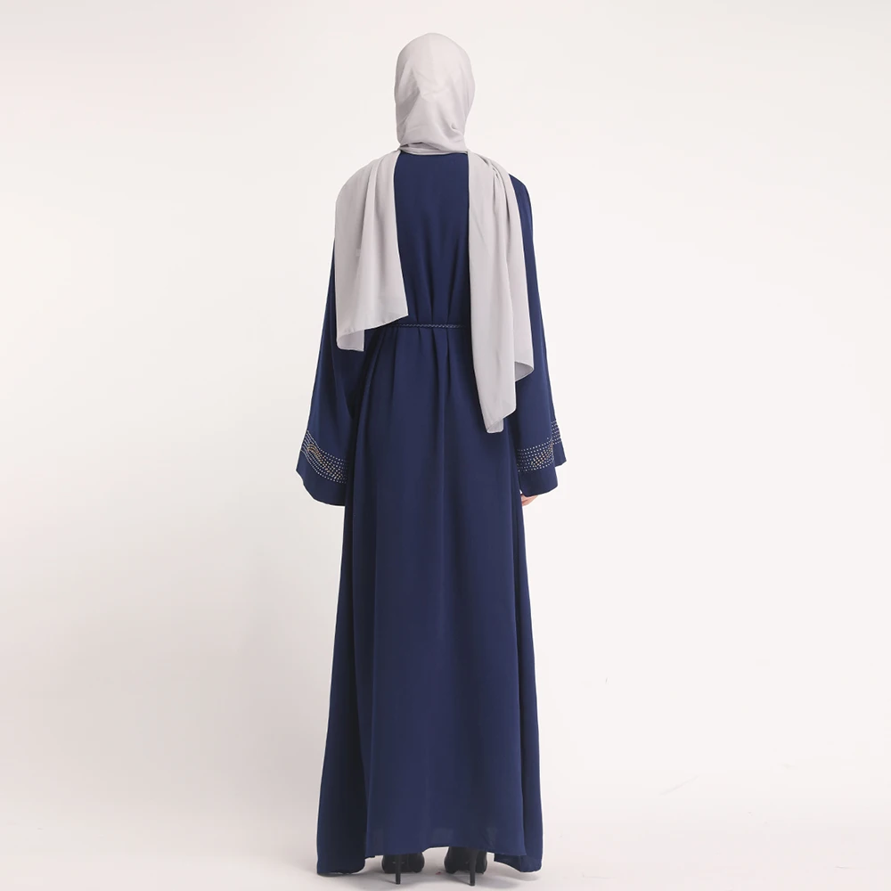 Muslim Adult single breasted Robe Musulmane Turkish Dubai Fashion Muslim diamond beadig Abaya Dress Worship Service abaya Wq878