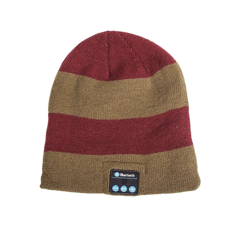 Wireless Bluetooth V4 2 Beanie Striped Knitted Winter Hat Headset Speaker Mic Hand Free Music Mp3 Speaker ic Smart Cap